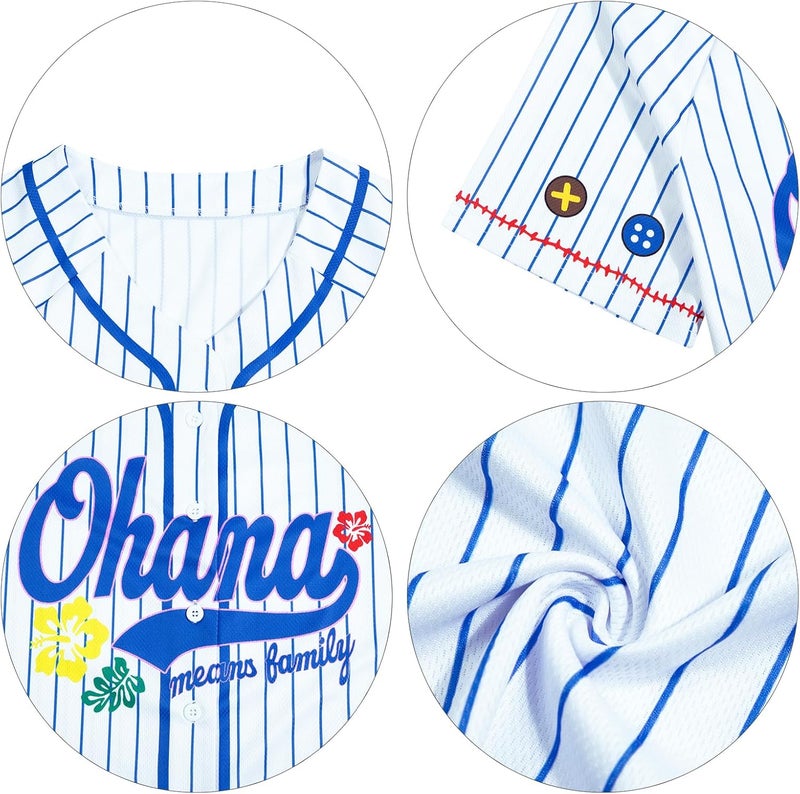 BANGELY Hawaiian Shirts Women Ohana Means Family Shirt Hawaiian Hibiscus Tropical Flower Button Down Baseball Jersey Tops - Image 5